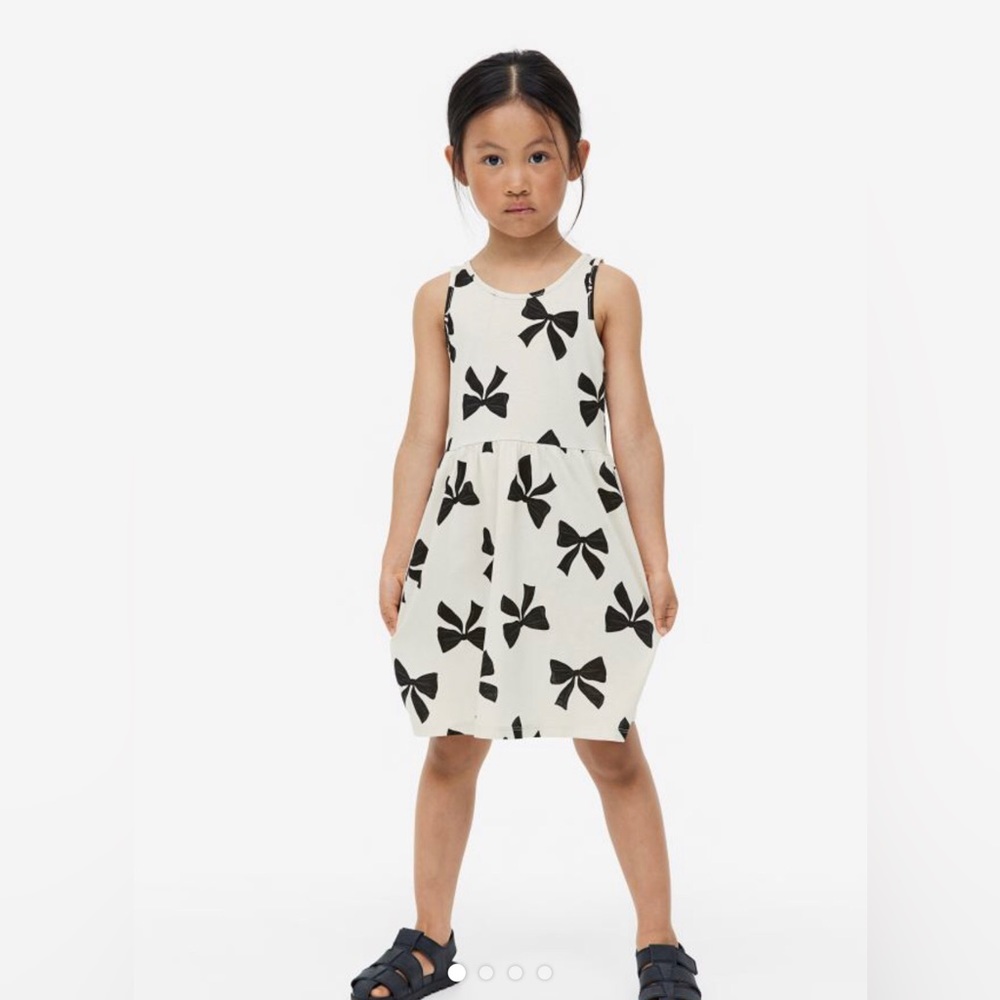 H&M Natural white/bows Patterned Cotton Dress